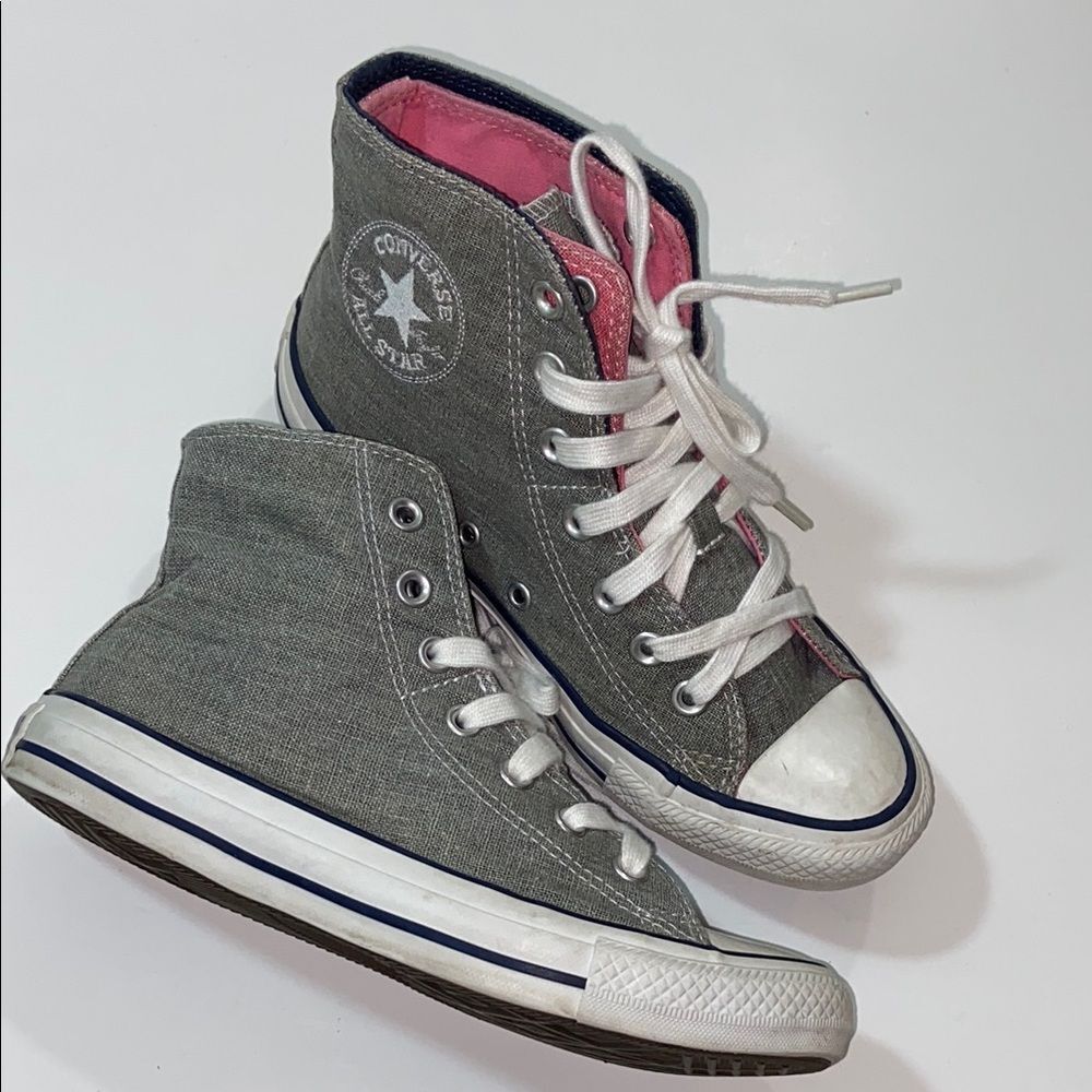 Converse Gray And Pink Sparkle Gritted High-Top Sneakers Size 7us